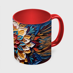 Кружка 3D Цветок масляные краски, цвет: 3D-белый + красный