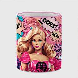 Кружка 3D Барби в стиле поп арт, цвет: 3D-розовый кант — фото 2