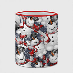 Кружка 3D Зимний паттерн со снеговиками, цвет: 3D-красный кант — фото 2