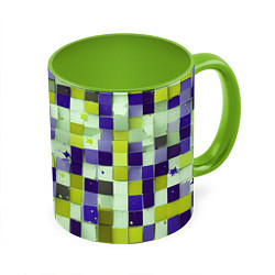 Кружка 3D Ретро квадраты болотные, цвет: 3D-белый + светло-зеленый