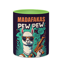 Кружка 3D Pew Pew Madafakas - лама с пистолетами, цвет: 3D-белый + светло-зеленый — фото 2