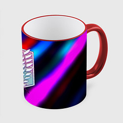 Кружка 3D Attack on Titan stripes neon, цвет: 3D-красный кант