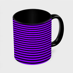 Кружка 3D Фиолетовый в чёрную полоску, цвет: 3D-белый + черный