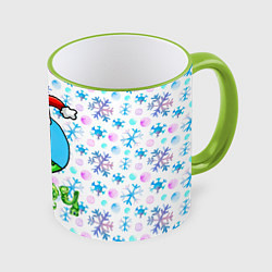 Кружка 3D Год дракона 2024, цвет: 3D-светло-зеленый кант