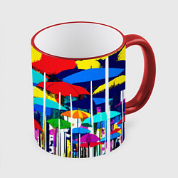Кружка цветная Mirror pattern of umbrellas - pop art