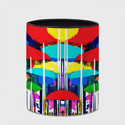 Кружка 3D Mirror pattern of umbrellas - pop art, цвет: 3D-белый + черный — фото 2