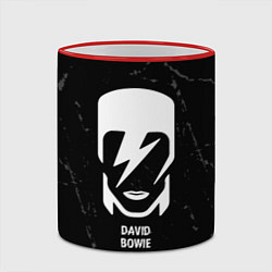 Кружка 3D David Bowie glitch на темном фоне, цвет: 3D-красный кант — фото 2