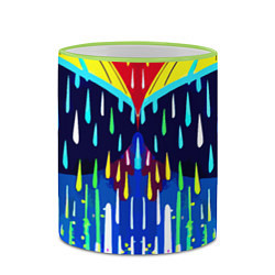 Кружка 3D Два зонтика под дождём - нейросеть, цвет: 3D-светло-зеленый кант — фото 2