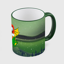 Кружка 3D Зеленый дракончик 2024, цвет: 3D-зеленый кант