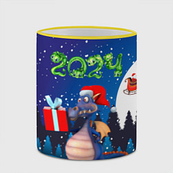 Кружка 3D Cиний дракон, цвет: 3D-желтый кант — фото 2