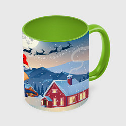 Кружка 3D Новогодний дракон 2024, цвет: 3D-белый + светло-зеленый