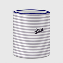 Кружка 3D Кен - серые и белые полосы, цвет: 3D-синий кант — фото 2