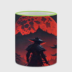 Кружка 3D Samurai and red moon - нейросеть, цвет: 3D-светло-зеленый кант — фото 2