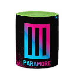 Кружка 3D Paramore - neon gradient, цвет: 3D-белый + светло-зеленый — фото 2