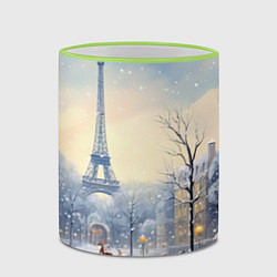 Кружка 3D Новогодний Париж, цвет: 3D-светло-зеленый кант — фото 2