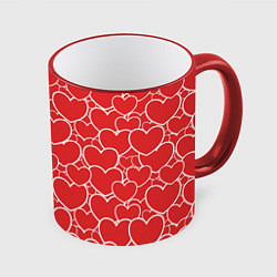 Кружка 3D Сердечки любви, цвет: 3D-красный кант