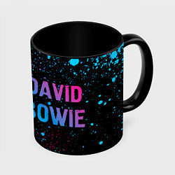 Кружка 3D David Bowie - neon gradient по-горизонтали, цвет: 3D-белый + черный