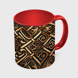 Кружка 3D Асимметричный узор в викингском стиле, цвет: 3D-белый + красный