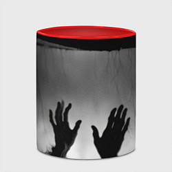 Кружка 3D Руки зомби в ночном тумане, цвет: 3D-белый + красный — фото 2