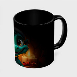 Кружка 3D Зеленый дракон 2024, цвет: 3D-белый + черный