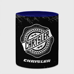 Кружка 3D Chrysler speed на темном фоне со следами шин, цвет: 3D-белый + синий — фото 2