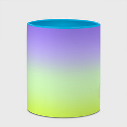 Кружка 3D Фиолетовый мятный и желто-зеленый градиент, цвет: 3D-белый + небесно-голубой — фото 2