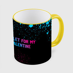 Кружка 3D Bullet For My Valentine - neon gradient по-горизон, цвет: 3D-желтый кант
