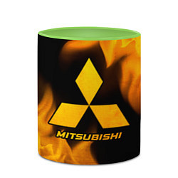 Кружка 3D Mitsubishi - gold gradient, цвет: 3D-белый + светло-зеленый — фото 2