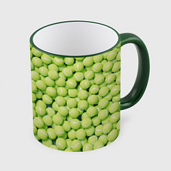 Кружка 3D Много теннисных мячей, цвет: 3D-зеленый кант