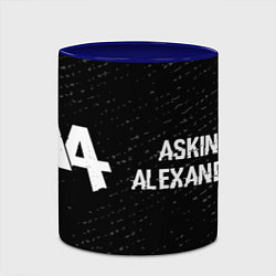 Кружка 3D Asking Alexandria glitch на темном фоне по-горизон, цвет: 3D-белый + синий — фото 2