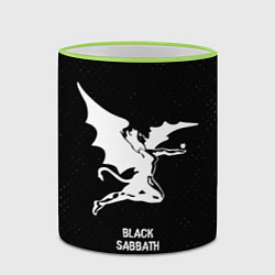 Кружка 3D Black Sabbath glitch на темном фоне, цвет: 3D-светло-зеленый кант — фото 2