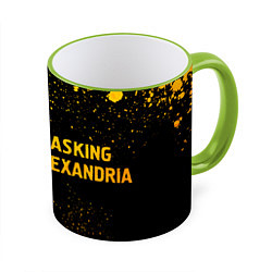 Кружка 3D Asking Alexandria - gold gradient по-горизонтали, цвет: 3D-светло-зеленый кант