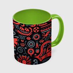 Кружка цветная Красно-черный узор в славянском стиле