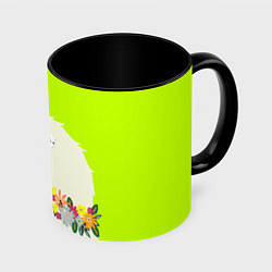 Кружка цветная Летняя лама - альпака в венке