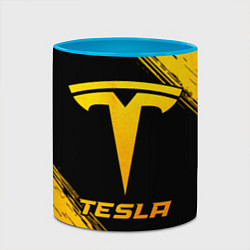 Кружка 3D Tesla - gold gradient, цвет: 3D-белый + небесно-голубой — фото 2