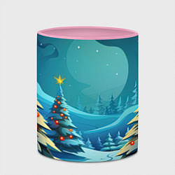 Кружка 3D Новогодние елки в снегу, цвет: 3D-белый + розовый — фото 2
