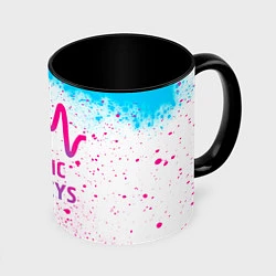 Кружка 3D Arctic Monkeys neon gradient style, цвет: 3D-белый + черный