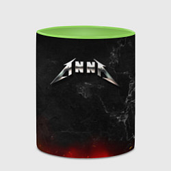Кружка 3D Анна в стиле Металлика - искры и огонь, цвет: 3D-белый + светло-зеленый — фото 2