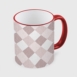 Кружка цветная Геометрический светло коричневый узор квадраты