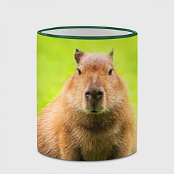 Кружка 3D Capybara on green grass, цвет: 3D-зеленый кант — фото 2