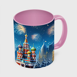Кружка 3D Новогодняя Москва, цвет: 3D-белый + розовый