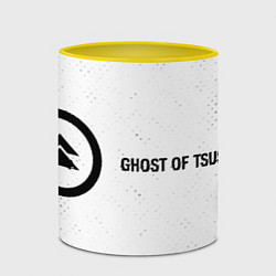 Кружка 3D Ghost of Tsushima glitch на светлом фоне по-горизо, цвет: 3D-белый + желтый — фото 2