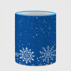 Кружка 3D Текстура снежинок на синем фоне, цвет: 3D-небесно-голубой кант — фото 2