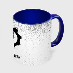 Кружка 3D Gears of War glitch на светлом фоне, цвет: 3D-белый + синий