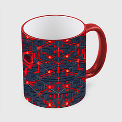 Кружка 3D Красная неоновая сеть, цвет: 3D-красный кант