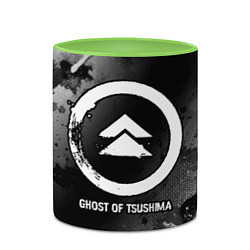 Кружка 3D Ghost of Tsushima glitch на темном фоне, цвет: 3D-белый + светло-зеленый — фото 2