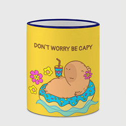 Кружка 3D Капибара dont worry be capy, цвет: 3D-синий кант — фото 2