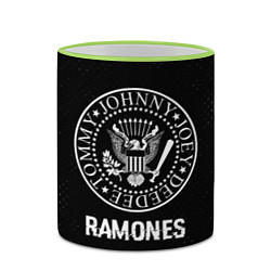 Кружка 3D Ramones glitch на темном фоне, цвет: 3D-светло-зеленый кант — фото 2