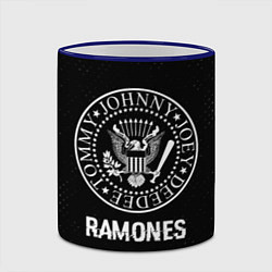 Кружка 3D Ramones glitch на темном фоне, цвет: 3D-синий кант — фото 2