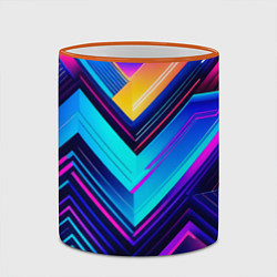 Кружка 3D Геометрическая неоновая абстракция, цвет: 3D-оранжевый кант — фото 2